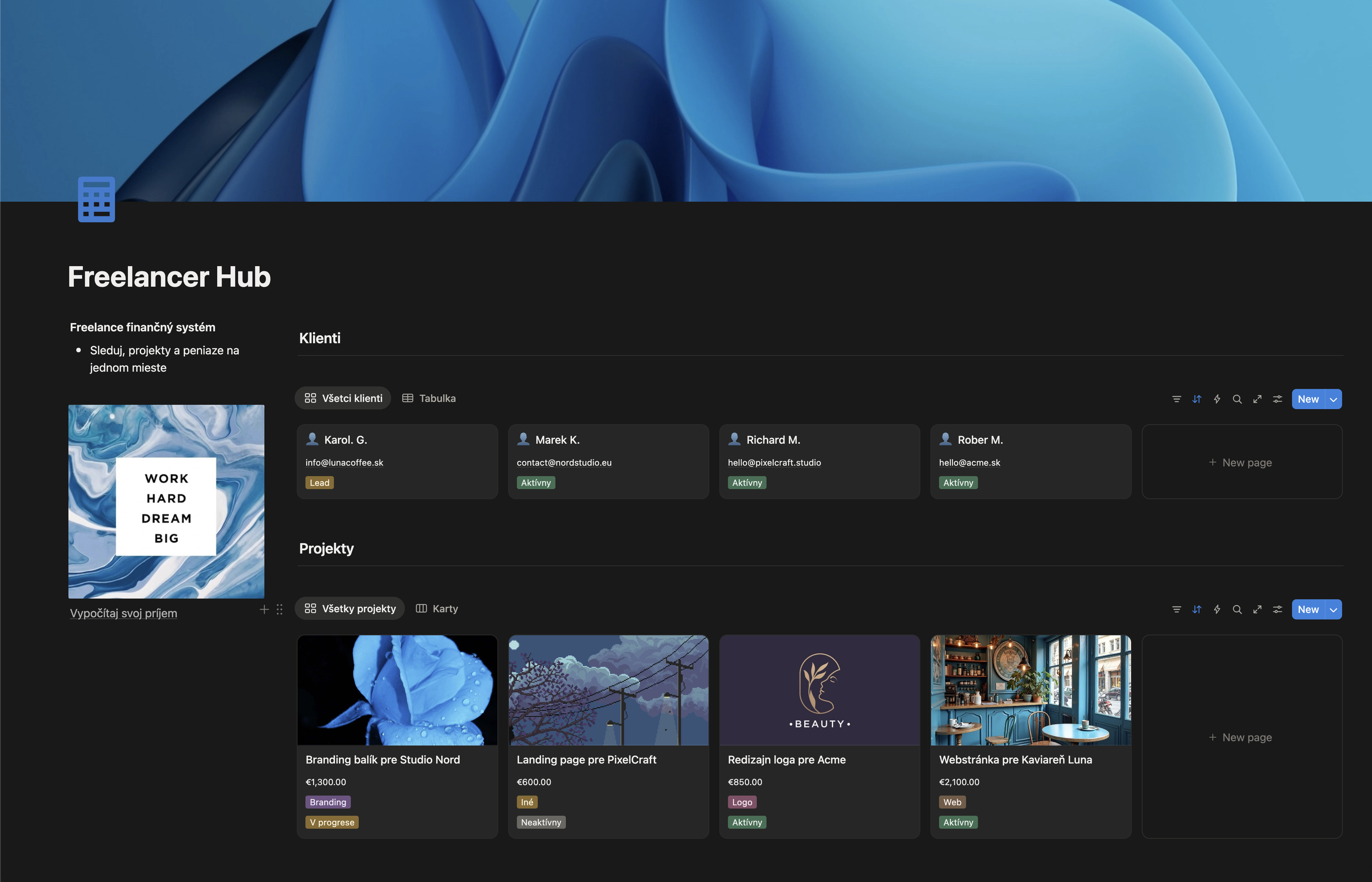 Freelancer Hub uvodna ukazka